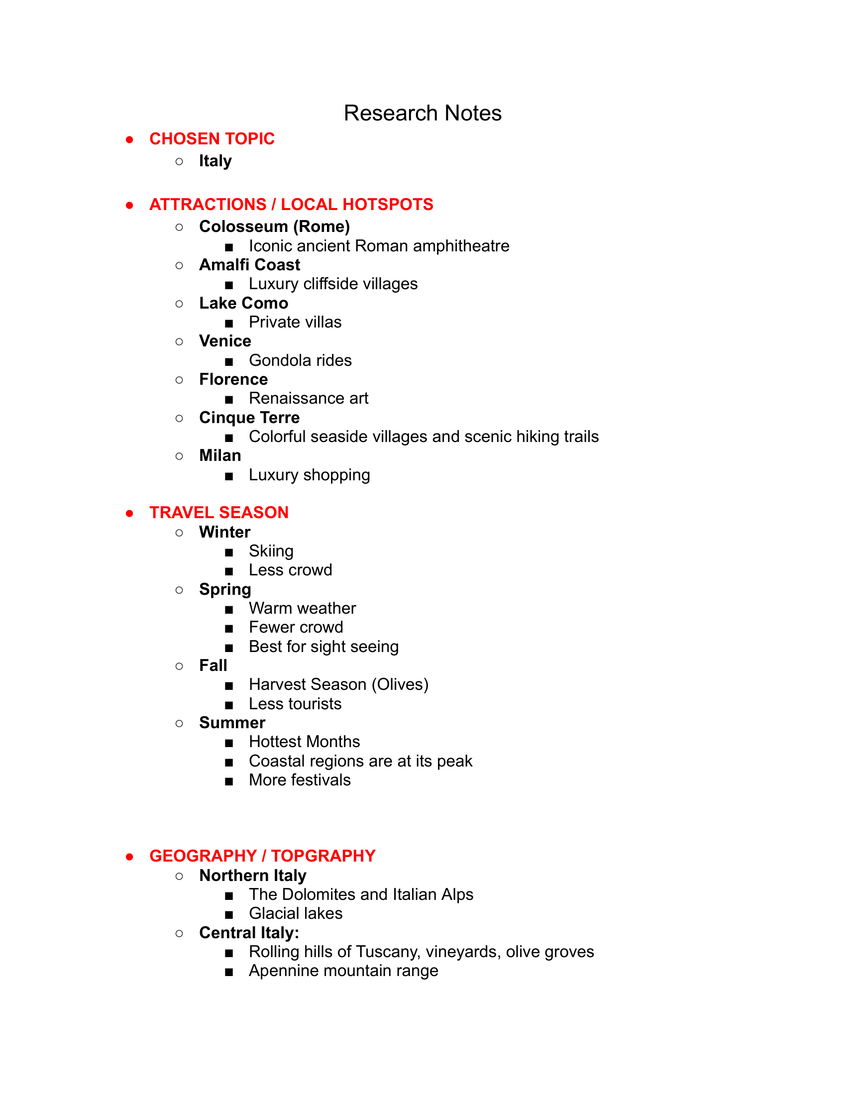 Script and timing notes